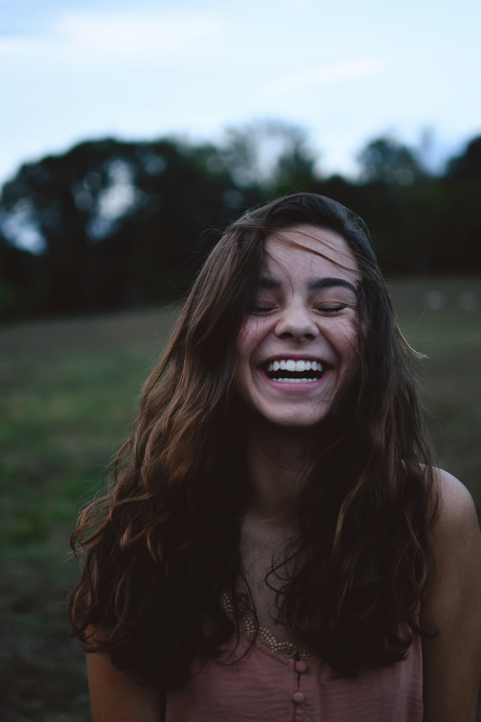 Close portrait of a woman smiling gently
